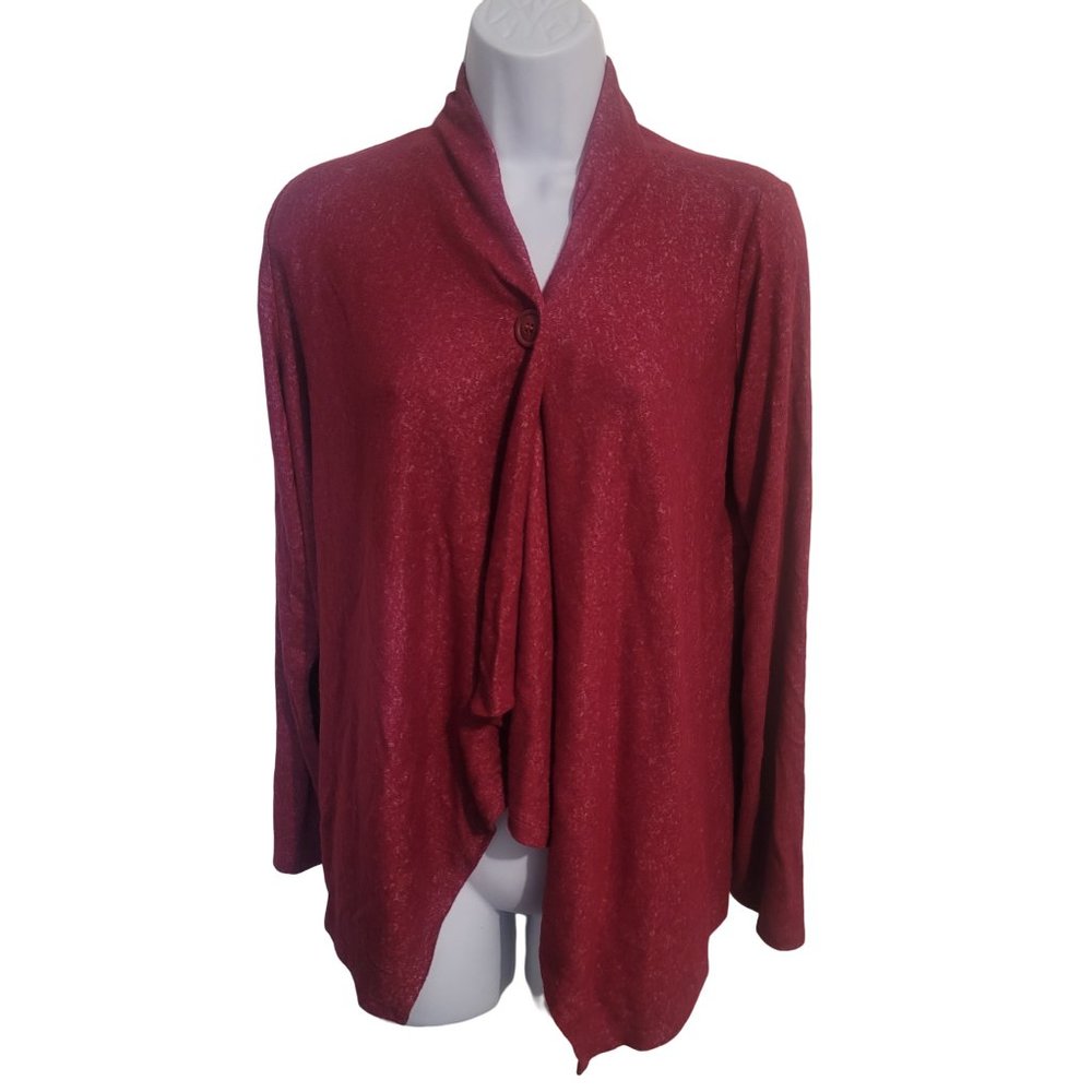 Serra L Rayon Spandex Red Wrap Cardigan